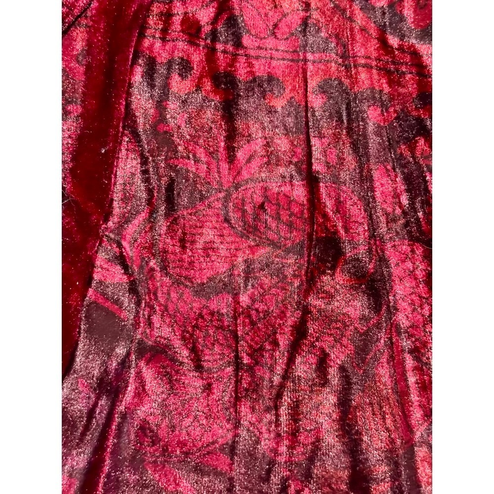 Velvet Cardigan Womens 1X Burgundy Burnout Paisley Witchy Whimsigoth Romantic - Picture 7 of 14